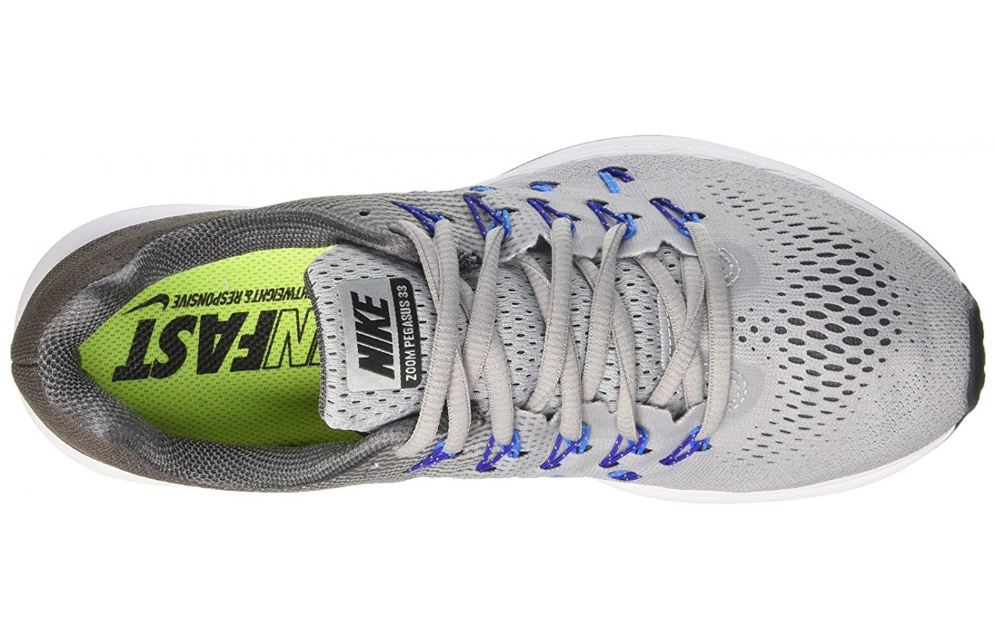Three top view of the Nike Air Zoom Pegasus 33 running shoe