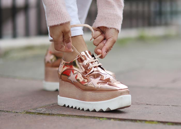 rose gold wedge sneakers