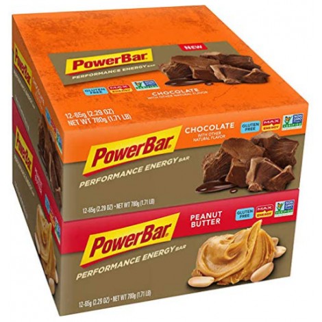 Powerbar boxes with peanut butter and chocolate