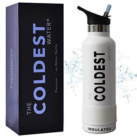 The Coldest Water insulated water bottle white
