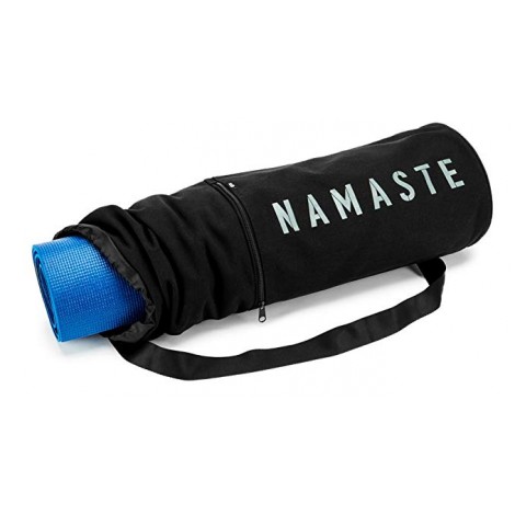 Namaste Yoga Mat Bag - Adjustable Strap, Long Breathable Canvas Sling, Deep Front Pocket Zipper, Secret Storage