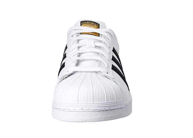 A front look at the Adidas Superstar sneaker.