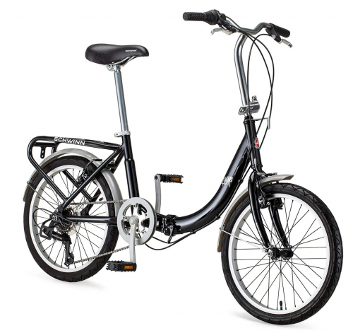 Schwinn Loop Adult Folding Bike, 20-inch Wheels, Rear Carry Rack, Black 