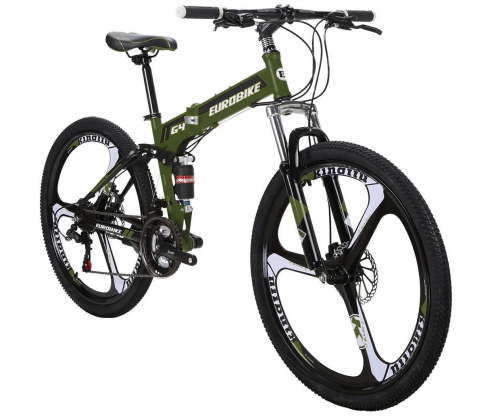 EUROBIKE Mountain Bike TSM G4 Bicycle 21 Speed 26 Inches Wheels Dual Suspension Folding Bike 