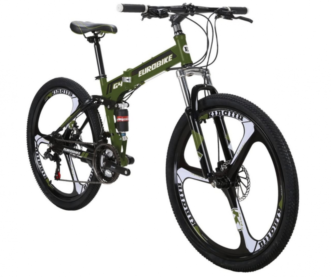 EUROBIKE Mountain Bike TSM G4 Bicycle 21 Speed 26 Inches Wheels Dual Suspension Folding Bike 