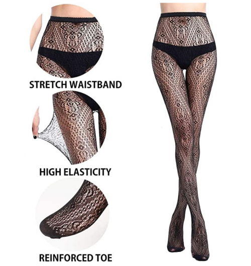 VERO MONTE 4 Styles Women Fishnet Tights Patterned Fishnets Stockings Small Hole