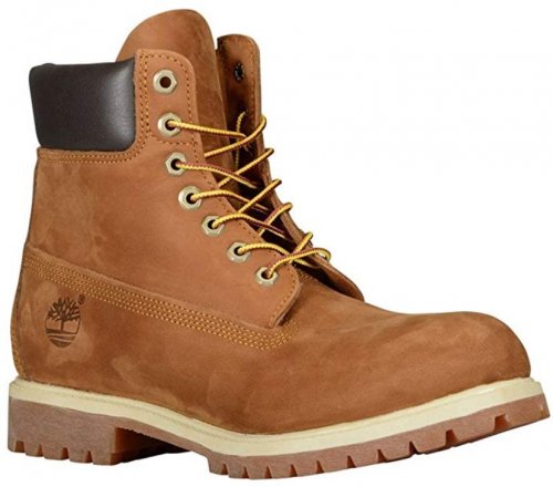 Timberland 6 Inch Premium light brown & tan boots side view